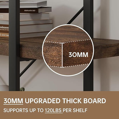 Bookshelf Set, Heavy Duty 4-Tier Industrial Bookcase, 120lbs Shelf Capacity - Image 4