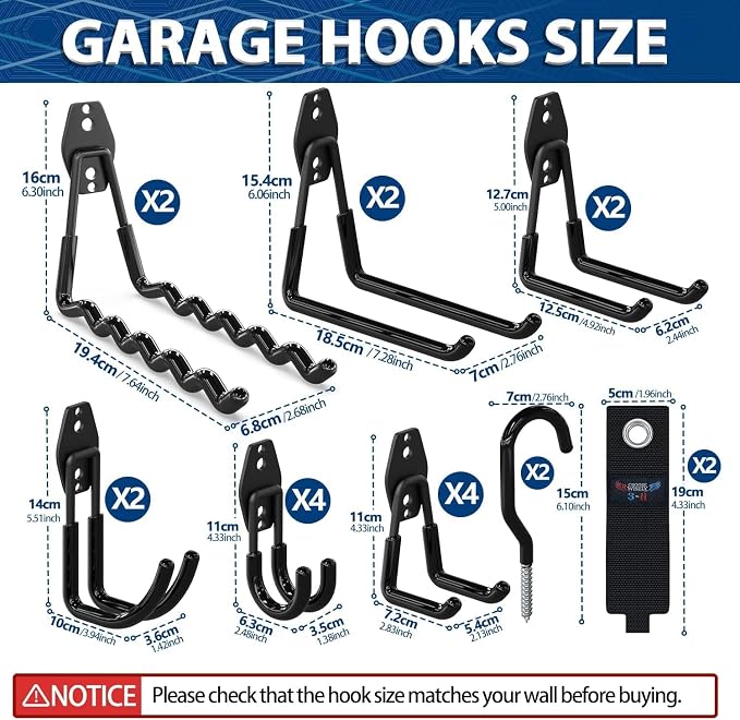 3-H Garage Wall Hooks 20 Pack, Garage Hooks Heavy Duty - Image 2
