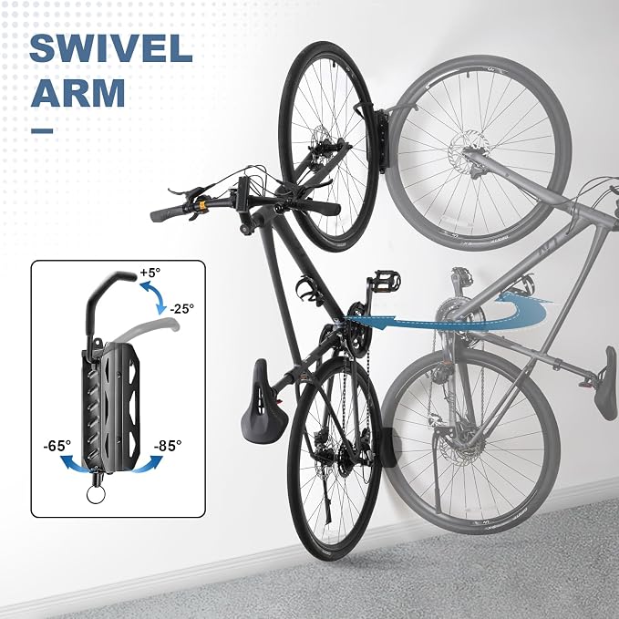QAQ Swivel Bike Wall Mount, Vertical Bike Rack Garage Holds Up To 66lbs - Image 2