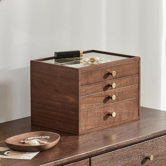 Black Walnut Wooden Jewelry Box by Homruilink