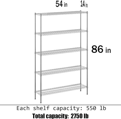 14" Deep x 54" Wide x 86" Height Wire Shelving Kit | 5-Tier | NSF Commercial - Image 3