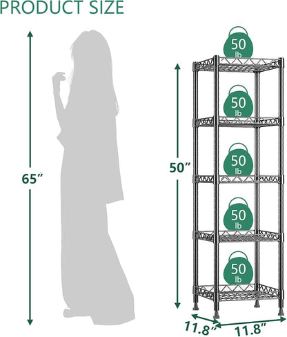 GIOTORENT 5 Tier Standing Shelving Metal Units, Adjustable Height Wire Shelf - Image 2