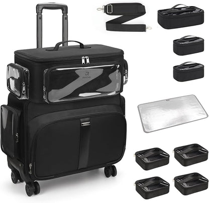 Rolling Makeup Train Case with Large Makeup Case，Professional Makeup Artist - Image 8