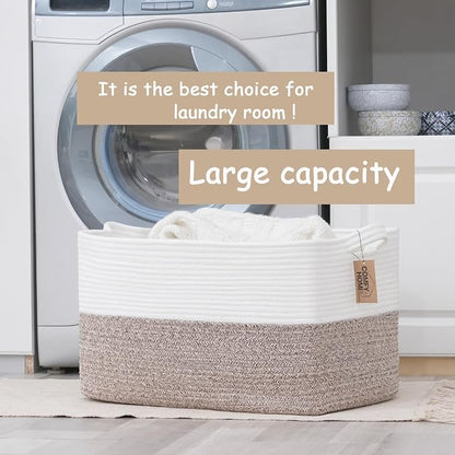COMFY-HOMI Large Laundry for Organizing|Rectangle Cotton Rope Storage - Image 5