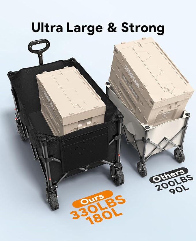 Wagons Carts Foldable, Collapsible Foldable Wagon 330lbs Capacity, Large - Image 4