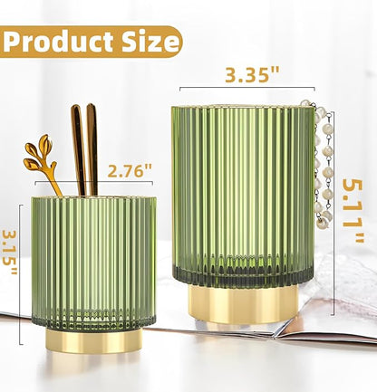 Makeup Brush Holder Organizer, Heavy Crystal Glass Brush Storage Holder - Image 5