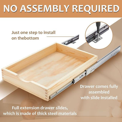 Menkxi 2 Set Pull out Tray Cabinet Organizer Wooden Pull Drawers storage Slide - Image 3