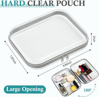 Sanwuta 6 Pcs Clear Hard Zipper Case Hard Plastic Zipper Pouches Transparent - Image 2