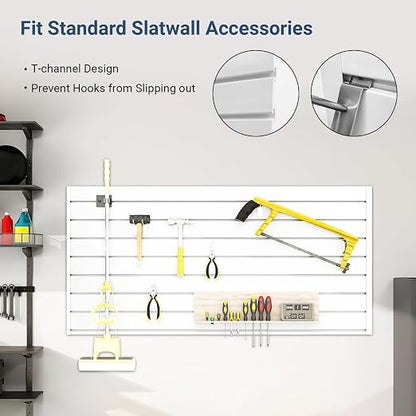 4FT x 2FT Modern White PVC Slatwall Panel, Wall Mounted, 1 Shelf, Garage Storage - Image 4
