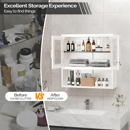 VINGLI Metal Wall Cabinet with Locking Glass Doors & Magnetic LED Sensor Light - Image 9