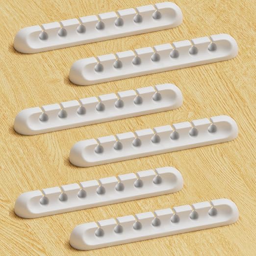 USB Cable Organizer Clips Cord Holder, 6 Packs White Self Adhesive Desk Cord by Apromisith