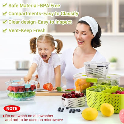 LUXEAR Fresh Produce Vegetable Fruit Storage Containers 3Piece Set, BPA-free - Image 3