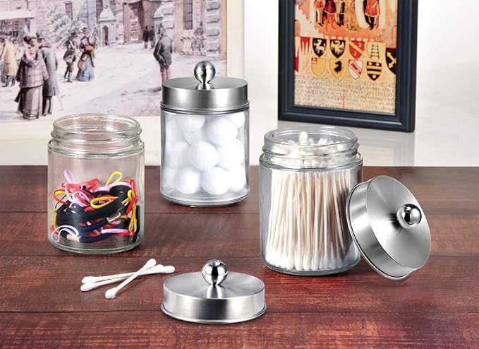 Amolliar Apothecary Jars Bathroom Vanity Organizer -Countertop Canister Jar - Image 6