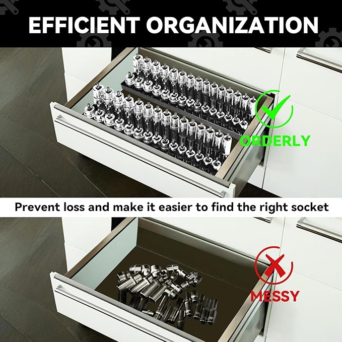 8PCS Socket Organizer Tray Set, SAE & Metric Socket Trays - Image 7