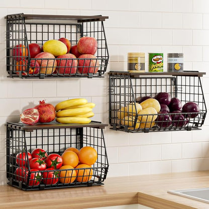 Wire Fruit Basket for Kitchen Storage: Hanging and Counter Wall Fruit Basket by GGIU