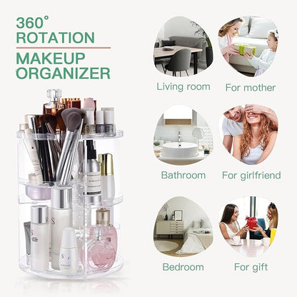 360 Rotating Makeup Organizer, DIY Adjustable Spinning Holder, Foldable - Image 5
