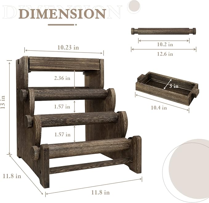 LadyRosian 4 Tier Wooden Bracelet Holder, Bangle Watch Necklace Display Storage - Image 2