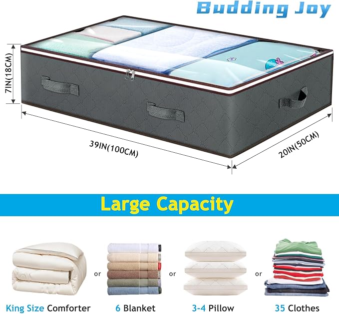 90L Under Bed Storage Containers, Large Capacity Underbed Storage Bags Organizer - Image 3