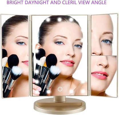 Tri-fold Lighted Vanity Makeup Mirror - Image 4