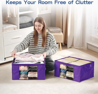 Clothes Storage Bags, Foldable Thick Fabric Blanket Storage Bags, Large Clear - Image 6