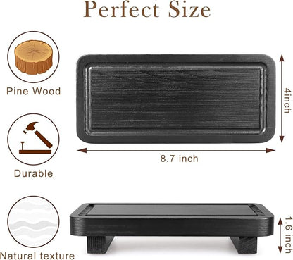 Small Black Kitchen Soap Tray for Counter Dish Soap Dispenser Wooden Display - Image 6
