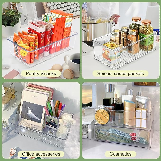 Snack Organizer for Pantry Shelf, 4 Pack Clear Plastic Pantry Storage Bins - Image 6