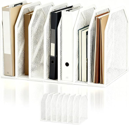 7-Grid Detachable Vertical File Organizer, Metal Mesh File Holder by Unknown