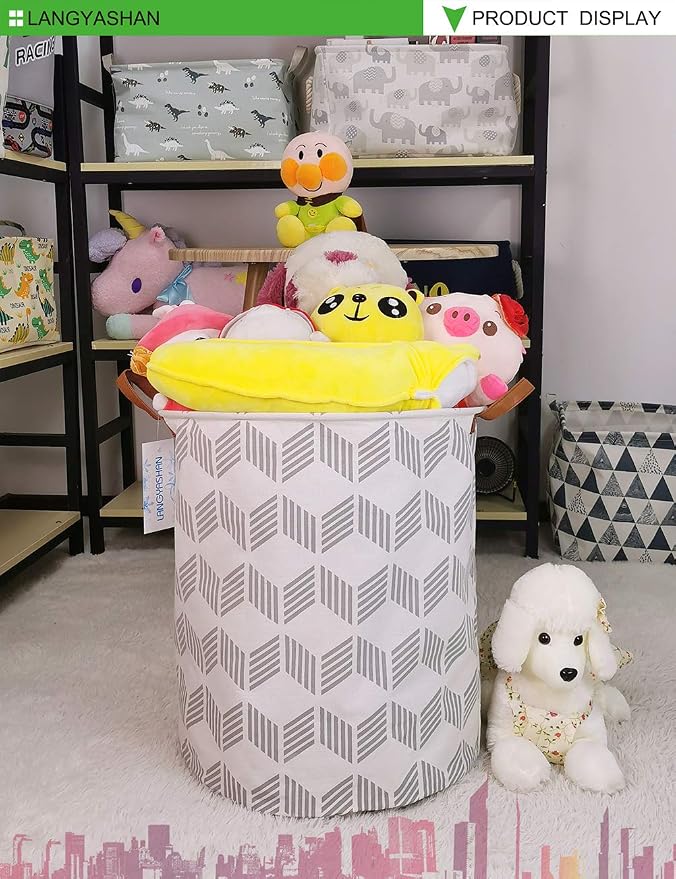 LANGYASHAN Laundry Basket Canvas Fabric Collapsible Organizer Basket - Image 3