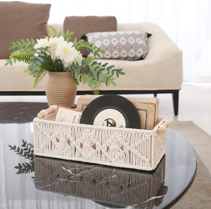 Mkono Macrame Storage Baskets Boho Decor Box Handmade Woven Decorative - Image 3