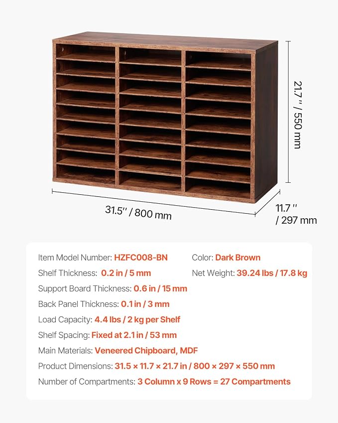 VEVOR Literature Organizer, 27 Compartments Office Mailbox - Image 3