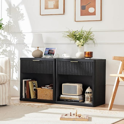 LEYAOYAO Fluted Farmhouse Nightstand Set of 2 - Image 4