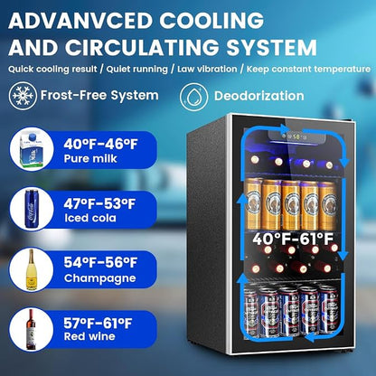 Mini Fridge 130 Can Beverage Refrigerator Cooler, 3.2 Cu.Ft Drink Fridge - Image 4