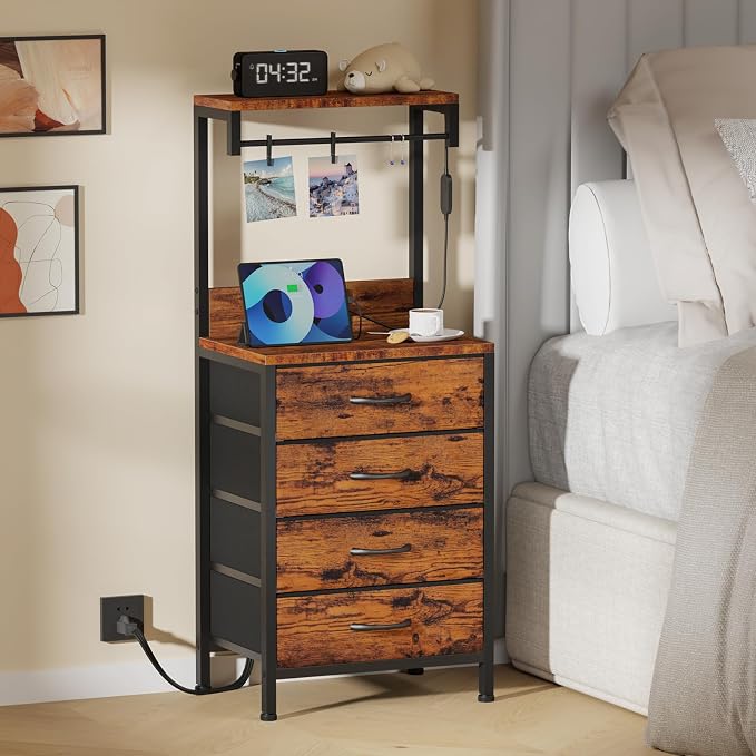 Furnulem Night Stand Set 2, Tall Nightstand - Image 2