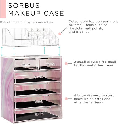 Sorbus Clear Cosmetic Makeup Organizer - Image 2