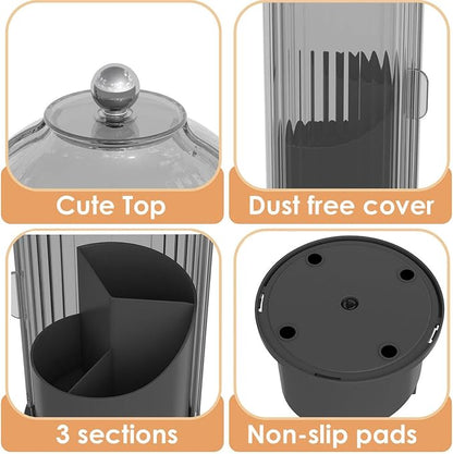Makeup Brush Holder with Lid 360 Rotating Clear Dustproof Make Up Organizers - Image 5