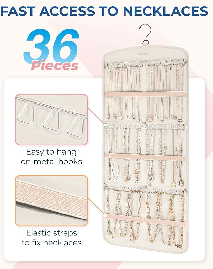 BAGSMART Hanging Jewelry Organizer, Necklace Holder Anti-tangle Earrings Rings - Image 2