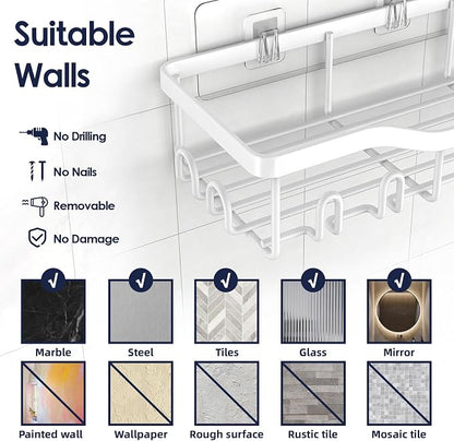 Shower Caddy Adhesive Shower Organizer 7-Pack, Rustproof Stainless Steel - Image 9