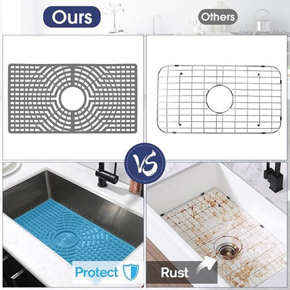 Silicone Sink Protector 28"x15" Center Drain Hole, Heat Resistant Non-slip - Image 4