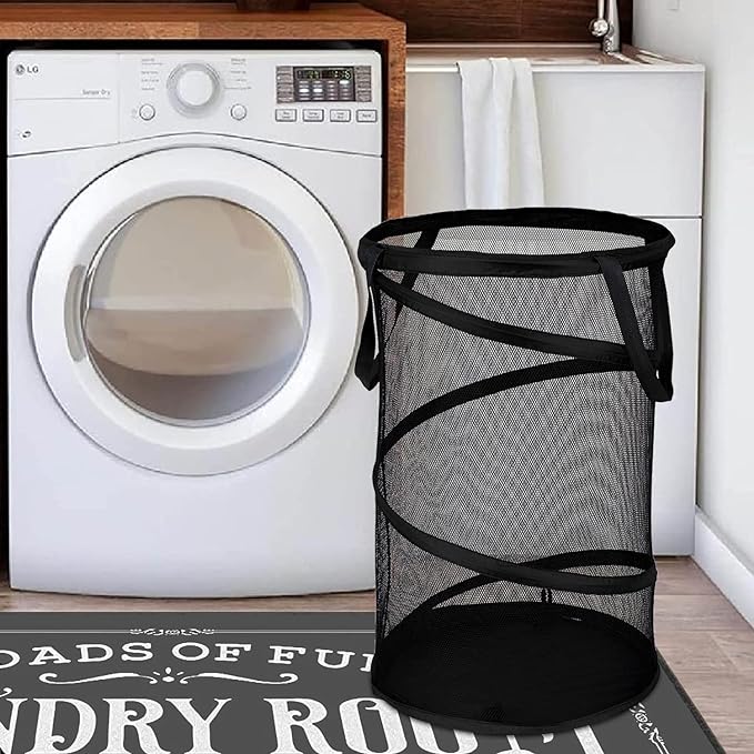 BATTOO 2 Pack Large Collapsible Laundry Basket Foldable Mesh Pop Up Hamper - Image 6