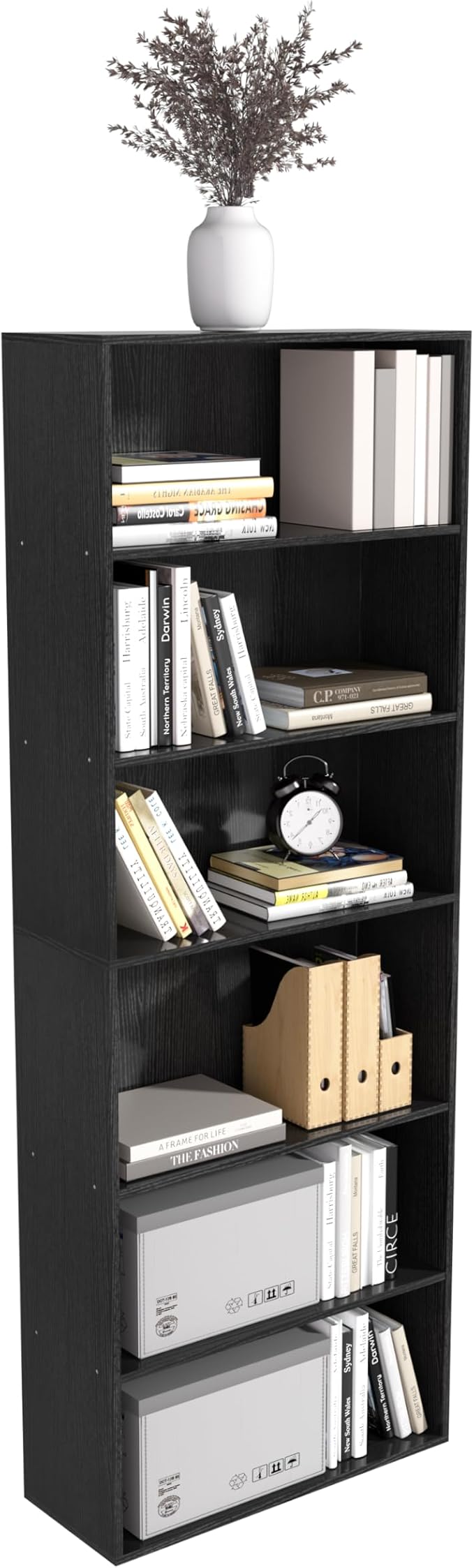 Wooden 6 Tier Book Shelf, 6 Cube Storage Organizer, 6 Tier Low Bookcase Storage by NewBeth