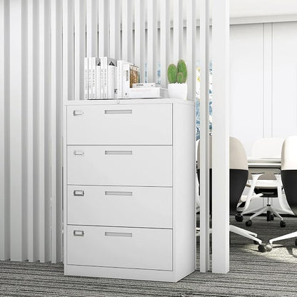 Lateral File Cabinet with Lock, 4 Drawer Large Metal Filing Cabinet, Home - Image 2