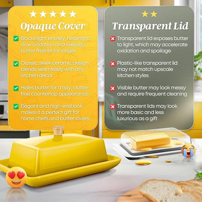Flexzion Ceramic Yellow European Butter Dish - Image 5