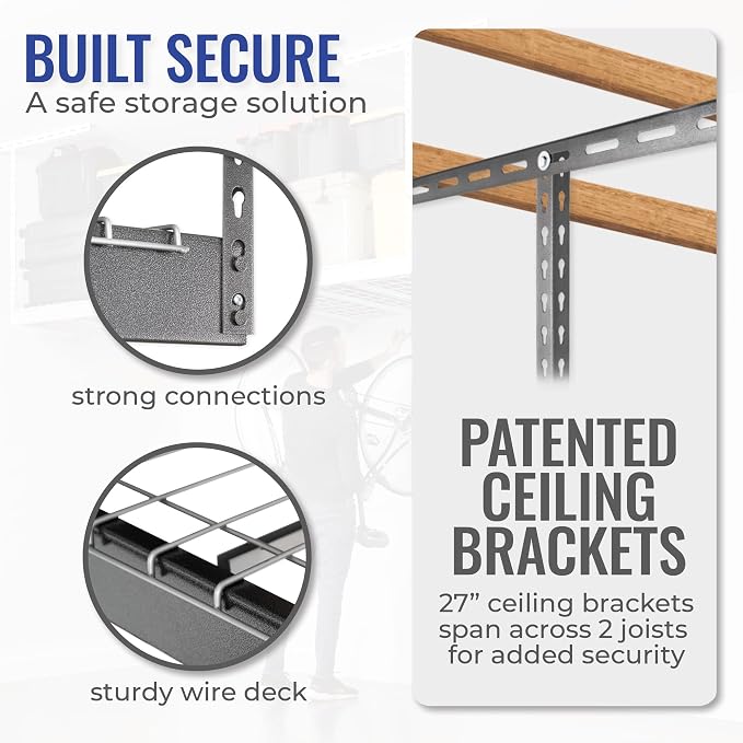 SafeRacks Overhead Storage Rack, Heavy Duty 600 lb Capacity, Adjustable Garage - Image 5
