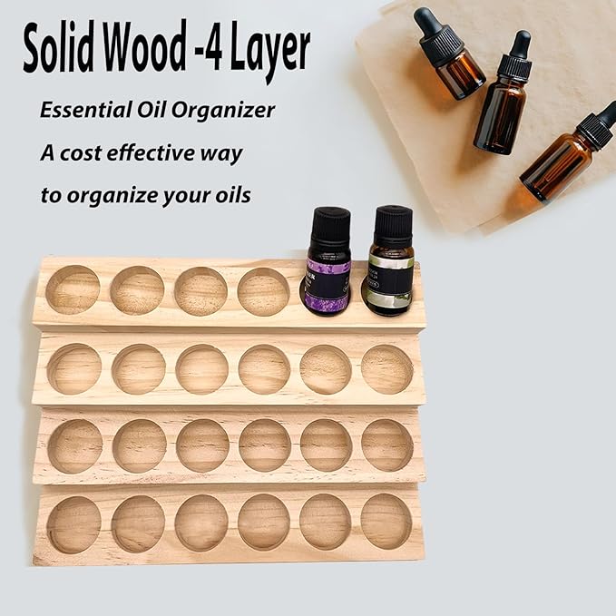 2 Pack Solid Wood Essential Oil Organizer 4 Layer Essential Oils Racks Tabletop - Image 4
