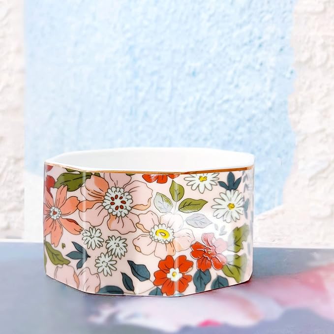 Ceramic Paper Clip Holder Gold Line Paper Clip Dispenser Organizer - Image 8