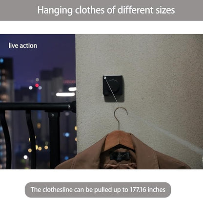 Indoor Retractable Clothesline, Wall-Mounted Heavy Duty Laundry Line, Stainless - Image 2