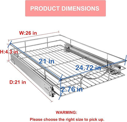 Pull Out Cabinet Organizer 26" W x 21" D, Heavy Duty Kitchen Cabinet Pull Out - Image 2