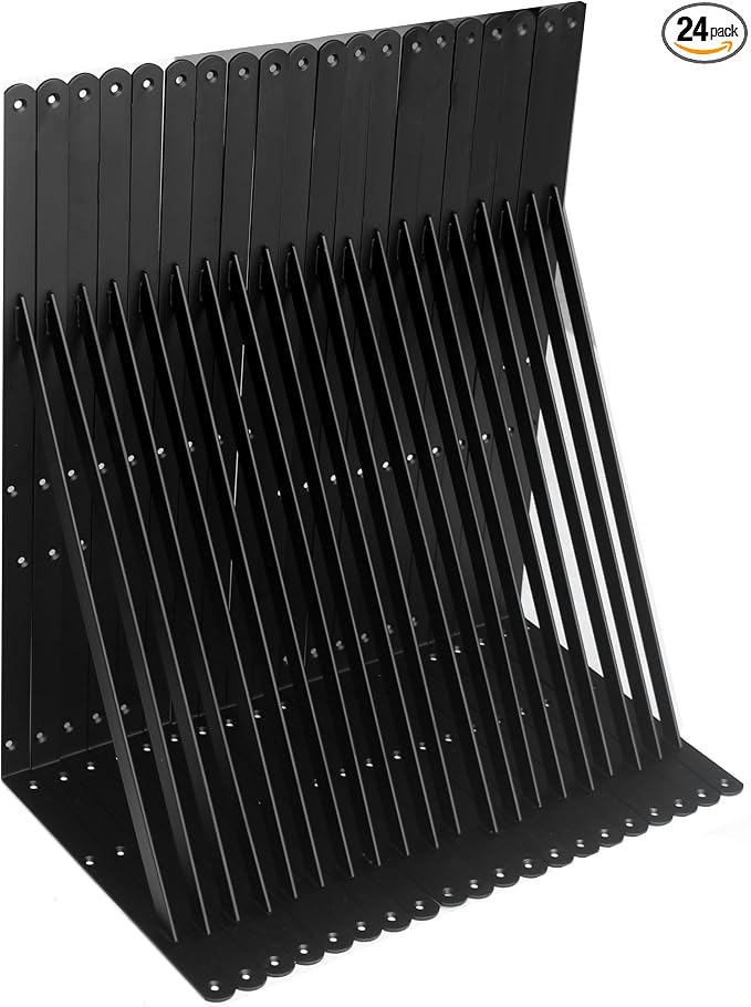 24 Pack L22 x H 12" Black Heavy Duty Shelf Brackets by MHMYDZ
