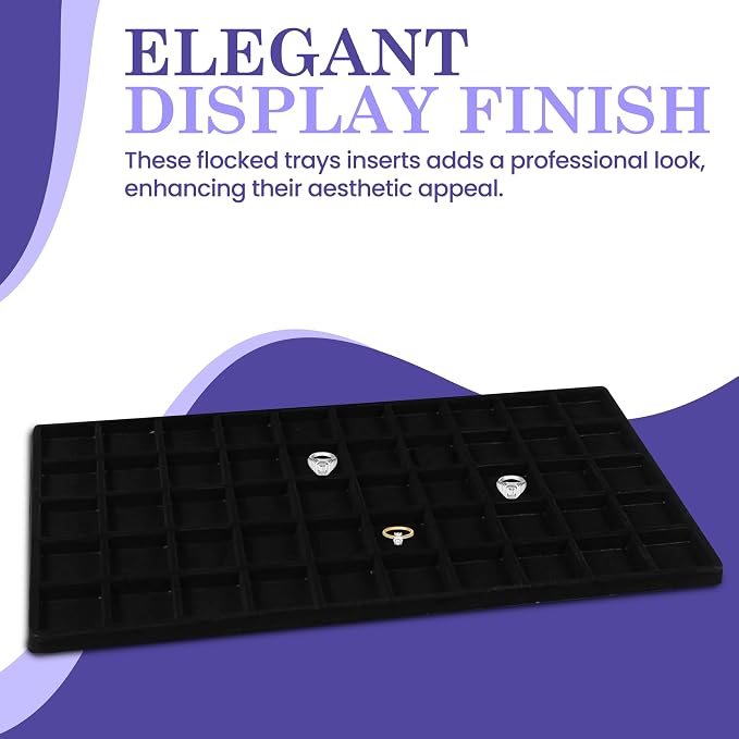 Novel Box 5 Pack 50-Slot Black Liner Jewelry Storage Tray Inserts 14.75x8.25x1 - Image 5