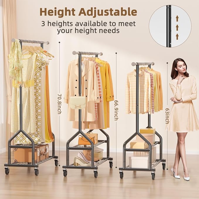 EAGMAK Heavy Duty Clothes Rack Load 556 LBS, Rolling Clothing Rack - Image 4
